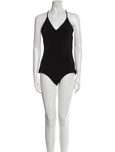 Pre-owned Alice And Olivia V-neck Sleeveless Bodysuit In Black