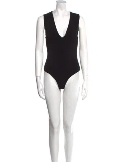 Pre-owned Alice And Olivia V-neck Sleeveless Bodysuit In Black