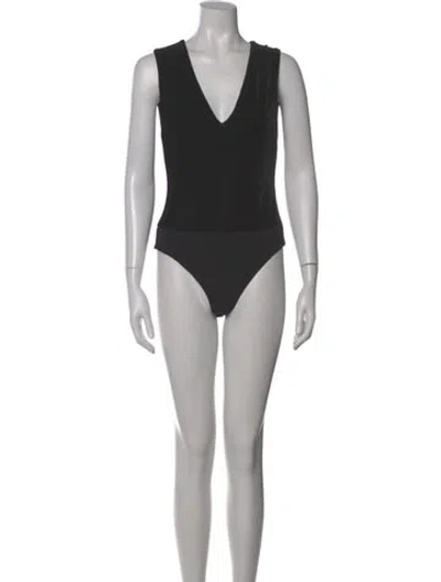 Pre-owned Alice And Olivia V-neck Sleeveless Bodysuit In Black