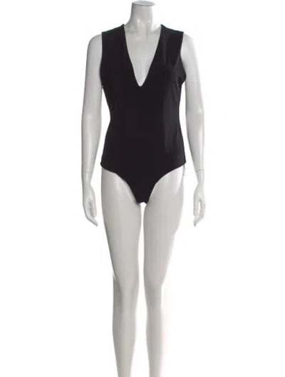 Pre-owned Alice And Olivia V-neck Sleeveless Bodysuit In Black