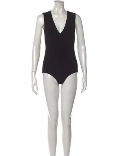 Pre-owned Alice And Olivia V-neck Sleeveless Bodysuit In Black
