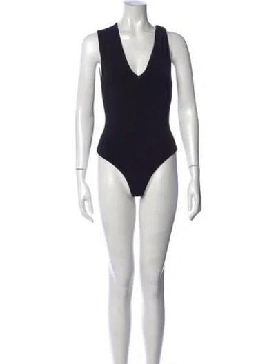 Pre-owned Alice And Olivia V-neck Sleeveless Bodysuit In Black