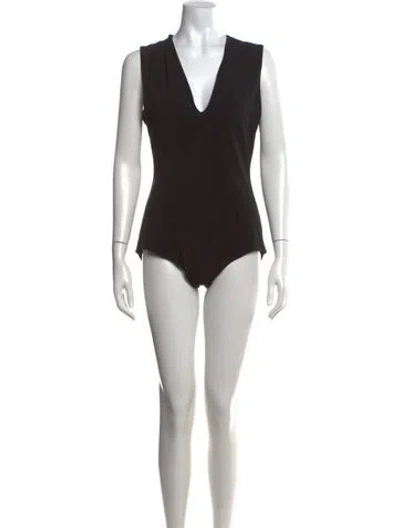 Pre-owned Alice And Olivia V-neck Sleeveless Bodysuit In Black
