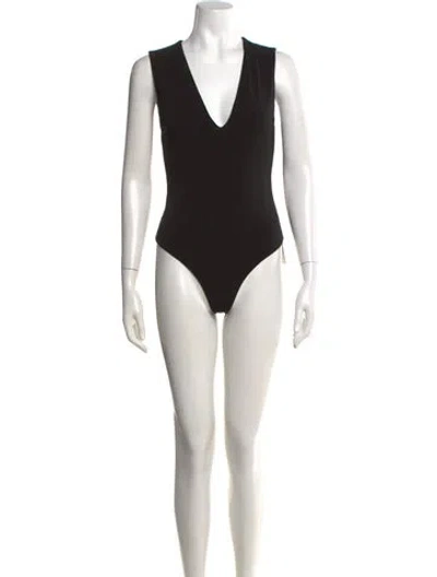 Pre-owned Alice And Olivia V-neck Sleeveless Bodysuit In Black
