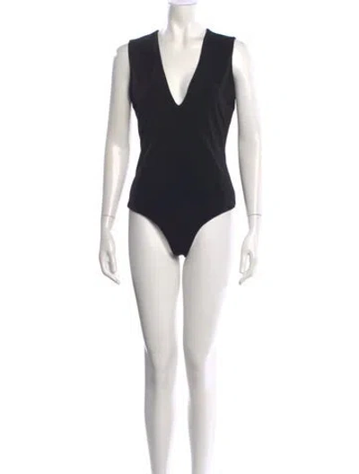 Pre-owned Alice And Olivia V-neck Sleeveless Bodysuit In Black