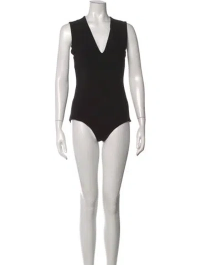 Pre-owned Alice And Olivia V-neck Sleeveless Bodysuit In Black