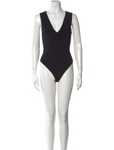Pre-owned Alice And Olivia V-neck Sleeveless Bodysuit In Black