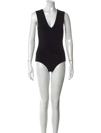 Pre-owned Alice + Olivia V-neck Sleeveless Bodysuit In Black