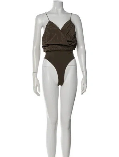 Pre-owned Alice And Olivia V-neck Sleeveless Bodysuit In Green
