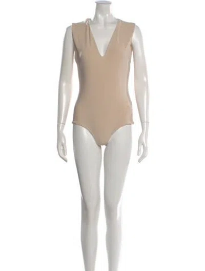 Pre-owned Alice And Olivia V-neck Sleeveless Bodysuit In Neutral