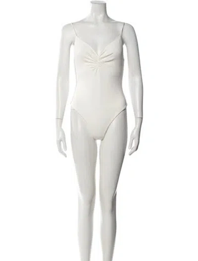 Pre-owned Alice And Olivia V-neck Sleeveless Bodysuit In Neutral