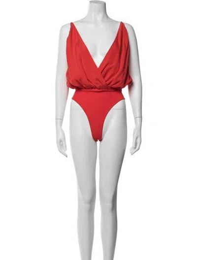 Pre-owned Alice + Olivia V-neck Sleeveless Bodysuit In Red