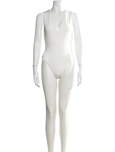 Pre-owned Alice And Olivia V-neck Sleeveless Bodysuit W/ Tags In White
