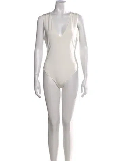 Pre-owned Alice And Olivia V-neck Sleeveless Bodysuit In White