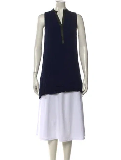 Pre-owned Alice And Olivia V-neck Sleeveless Tunic In Blue