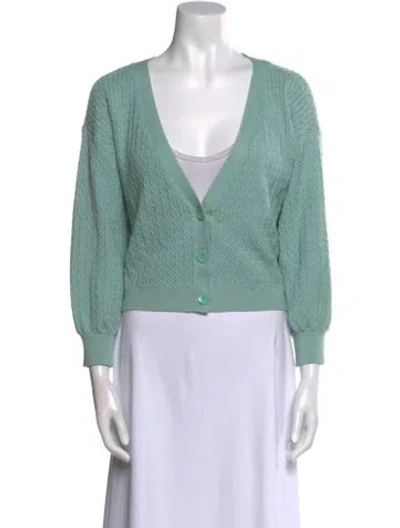 Pre-owned Alice And Olivia V-neck Sweater In Green