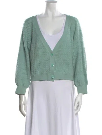 Pre-owned Alice And Olivia V-neck Sweater In Green