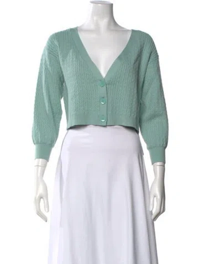 Pre-owned Alice And Olivia V-neck Sweater In Green