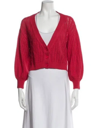 Pre-owned Alice And Olivia V-neck Sweater In Red