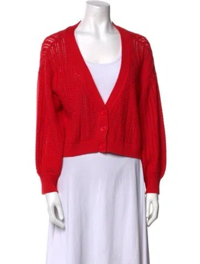 Pre-owned Alice And Olivia V-neck Sweater In Red
