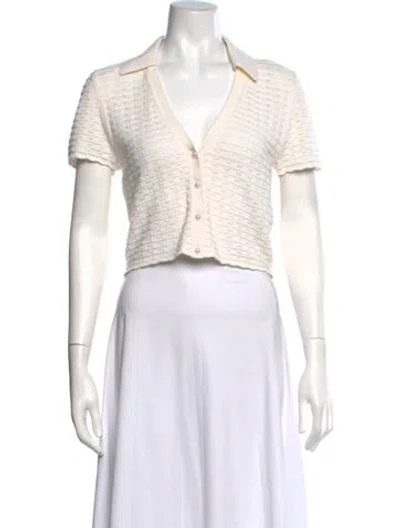Pre-owned Alice And Olivia V-neck Sweater In White