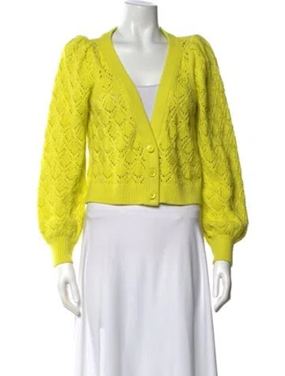 Pre-owned Alice And Olivia V-neck Sweater In Yellow