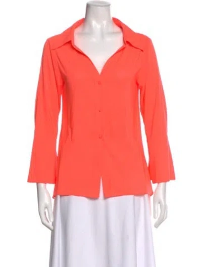Pre-owned Alice And Olivia V-neck Three-quarter Sleeve Blouse In Pink