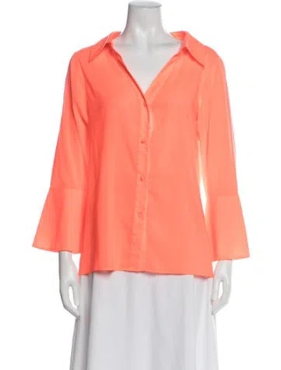 Pre-owned Alice And Olivia V-neck Three-quarter Sleeve Blouse In Pink