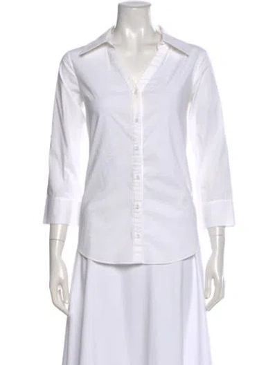 Pre-owned Alice And Olivia V-neck Three-quarter Sleeve Blouse In White