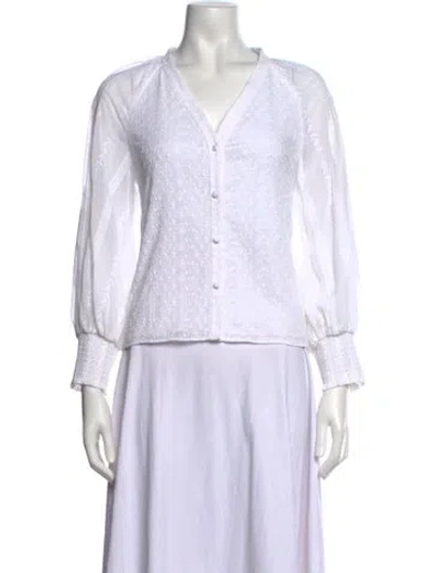 Pre-owned Alice And Olivia V-neck Three-quarter Sleeve Crop Top In White