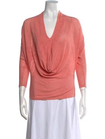 Pre-owned Alice And Olivia V-neck Three-quarter Sleeve Top In Pink
