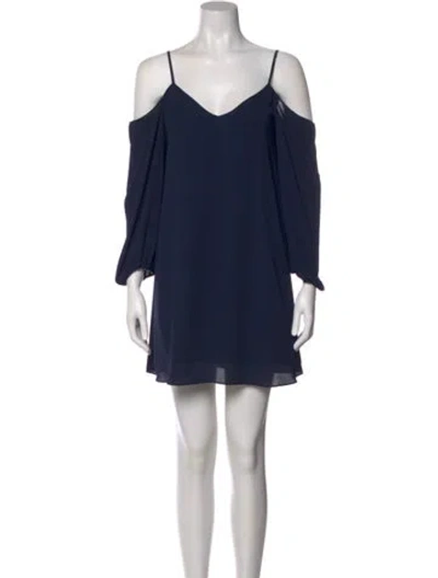 Pre-owned Alice And Olivia V-neck Three-quarter Sleeve Tunic In Blue