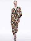 Alice And Olivia Floral-print Tied-waist Jumpsuit In Juniper Floral Black