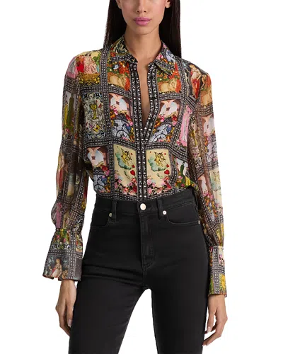 Alice And Olivia Wan Button Front Blouse In Multi