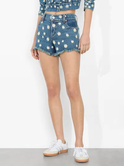 ALICE AND OLIVIA WARREN EMBROIDERED DENIM SHORT