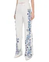 Alice And Olivia Weezy Floral Embroidered Pants In Off White