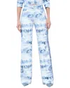 Alice And Olivia Weezy Printed High Rise Wide Leg Jeans In Chateau In Blue