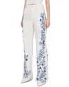Alice And Olivia Weezy Floral Embroidered Pants In Neutral