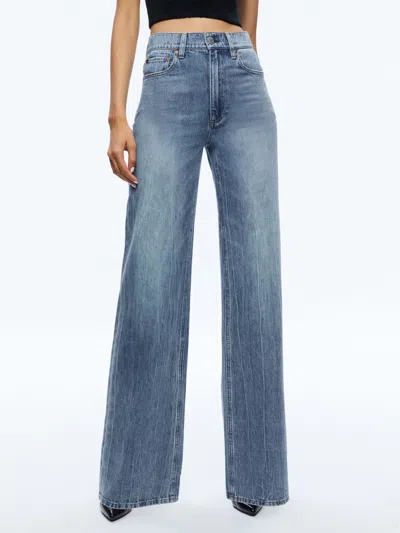 Alice And Olivia Weezy Full Length Jean In Sadie Lt Vintage Blue