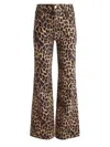 Alice And Olivia Weezy Full Length Jean In Spotted Leopard Dark Tan