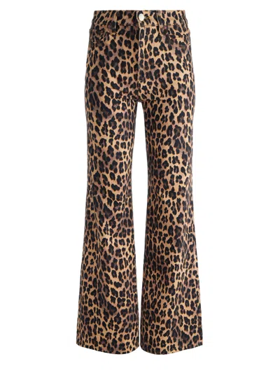 Alice And Olivia Weezy Full Length Jean In Spotted Leopard Dark Tan