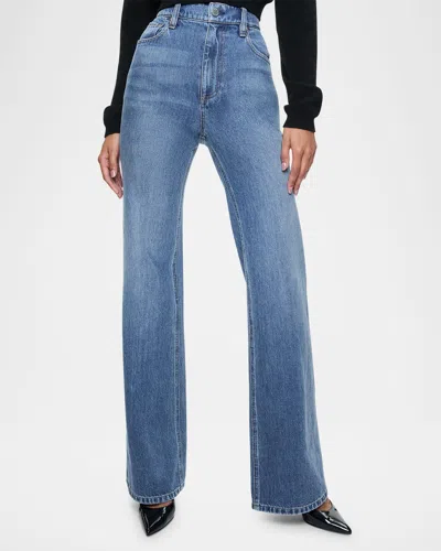 Alice And Olivia Weezy Full Length Jeans In Avery Blue