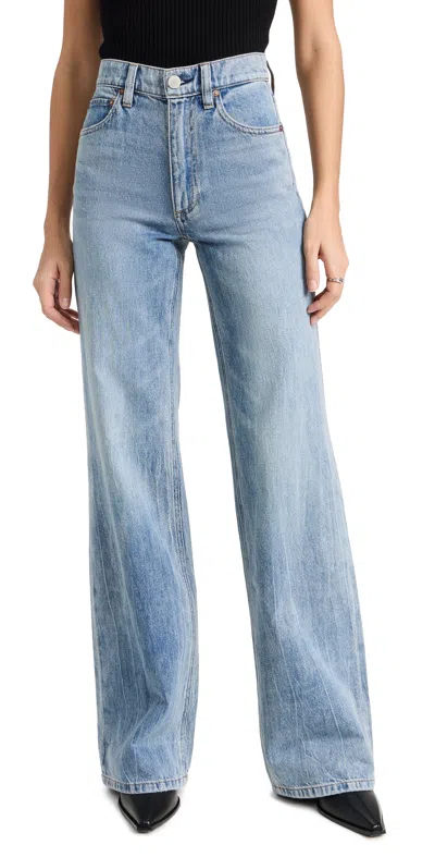 Alice And Olivia Weezy Full Length Jeans Sadie Light Vintage Blue 31