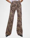 Alice And Olivia Weezy Full Length Jean In Spotted Leopard Dark Tan