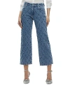 Alice And Olivia Weezy Quilted Embellished Cropped Jeans In Light Indigo In Light Indigo