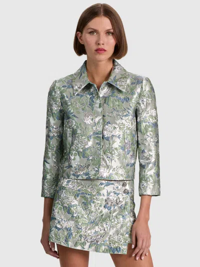 Alice And Olivia Weston Cropped Jacket In Gray