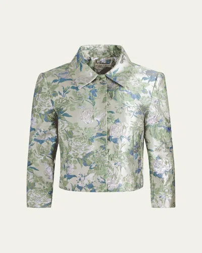 Alice And Olivia Weston Metallic Jacquard Cropped Jacket In Multi