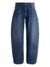 Alice And Olivia Whiskered Cotton Jeans In Blue