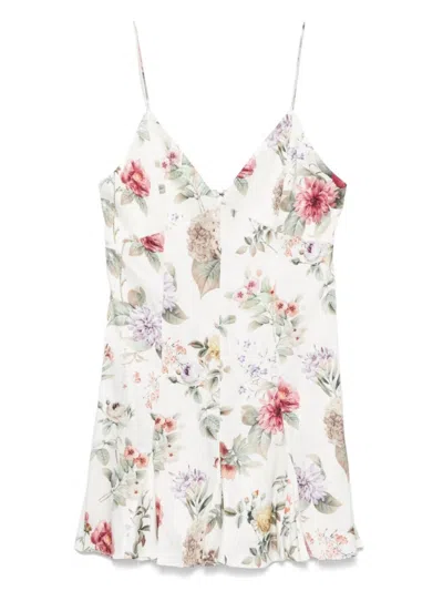 Alice And Olivia Julietta Floral Mini Slip Dress In White