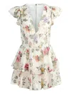 Alice And Olivia Kessie Ruffle Sleeve Romper
